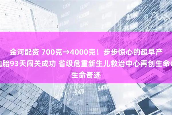 金河配资 700克→4000克！步步惊心的超早产双胞胎93天闯关成功 省级危重新生儿救治中心再创生命奇迹