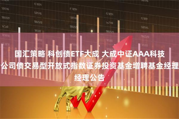 国汇策略 科创债ETF大成 大成中证AAA科技创新公司债交易型开放式指数证券投资基金增聘基金经理公告